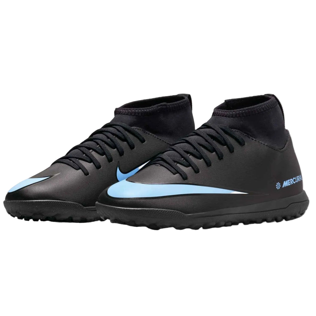 Nike Youth Jr. Superfly 10 Club Turf Soccer Shoes (Black/Black)