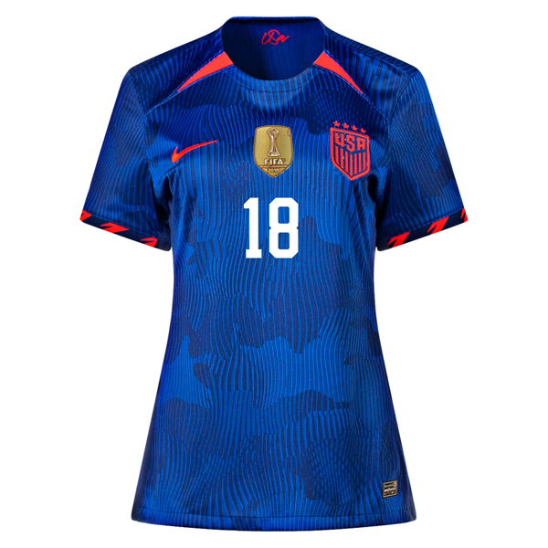 Nike Womens United States Casey Murphy 4 Star Away Jersey 23/24 w/ 2019 World Cup Champion Patch (Hyper Royal/Loyal Blue)