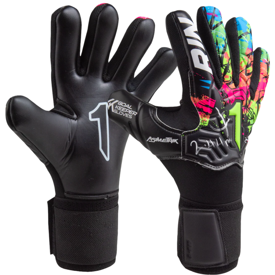Rinat Asimetrik Training Spine Finger Protection Goalkeeper Gloves (Black/Multi)