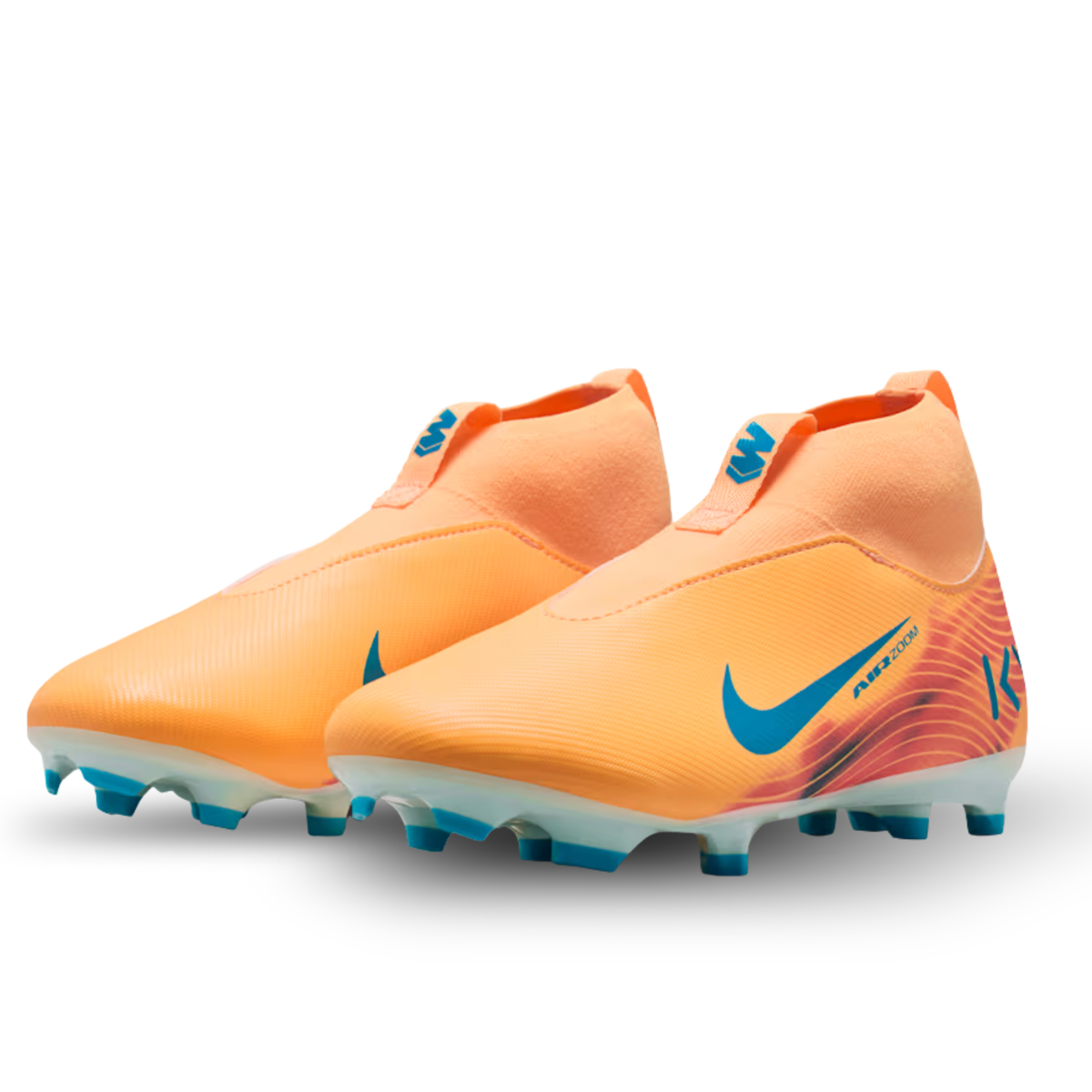 Nike Youth Junior Zoom Superfly 10 Academy Kylian Mbappe FG Soccer Cleats (Melon Tint/Neo Turq)