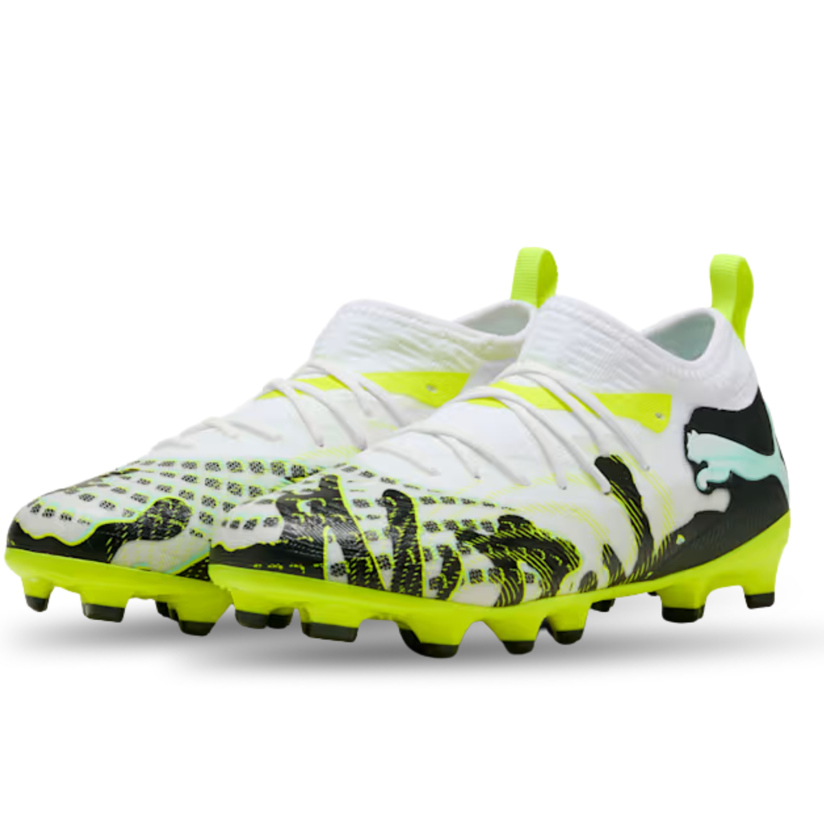Puma Youth Jr. Future 9 Match Creativity FG/AG Soccer Cleats (Yellow Alert/Mint Jelly/White)