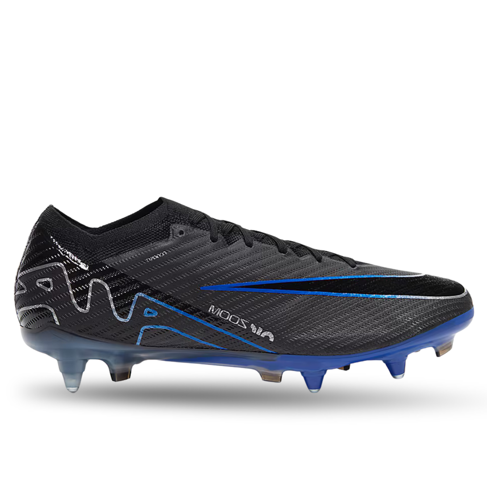 Nike Zoom Vapor 15 Elite SG-Pro Soccer Cleats (Black/Chrome-Hyper Royal)