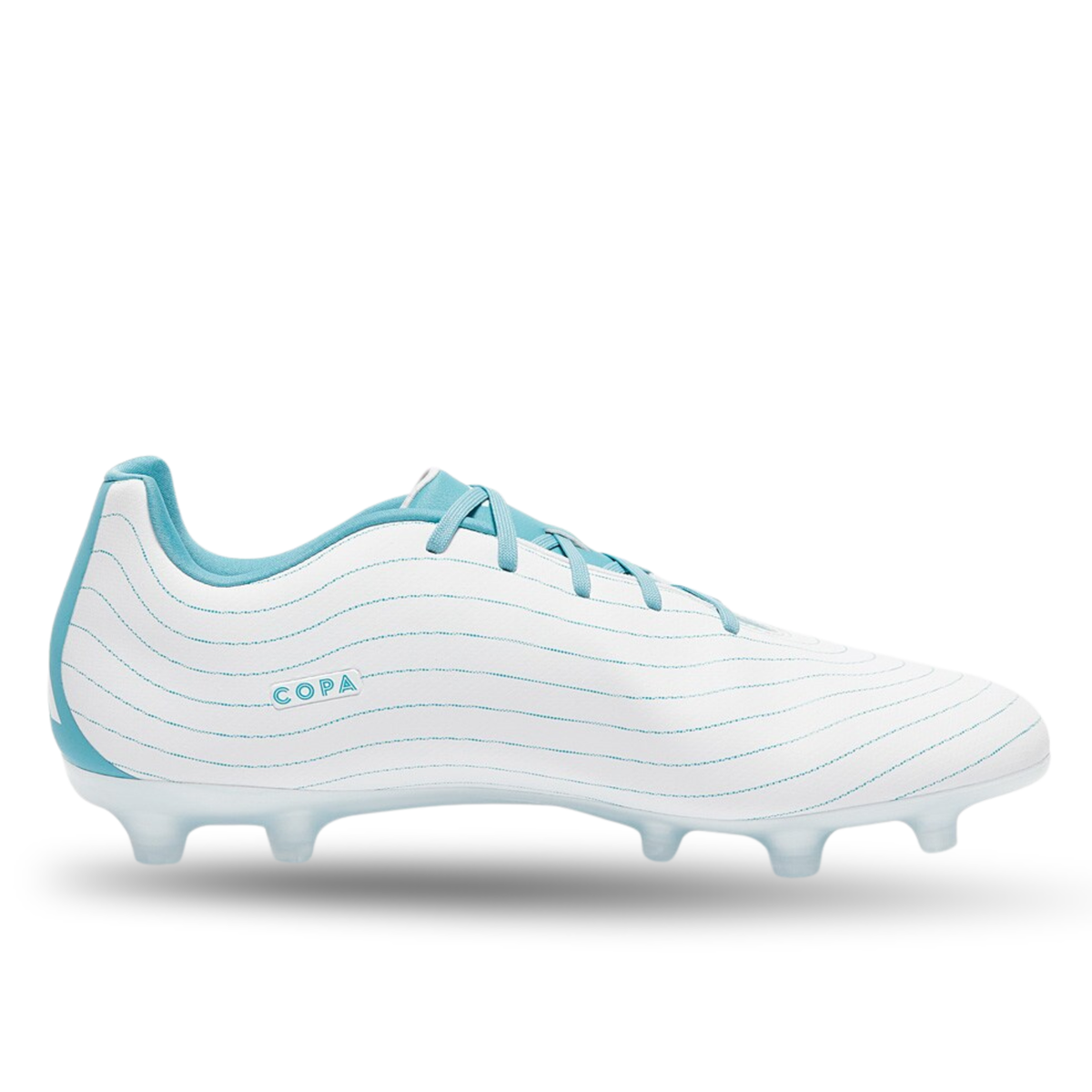 adidas Copa Pure.3 Firm Ground Soccer Cleats (White/Grey Two/Preloved Blue)