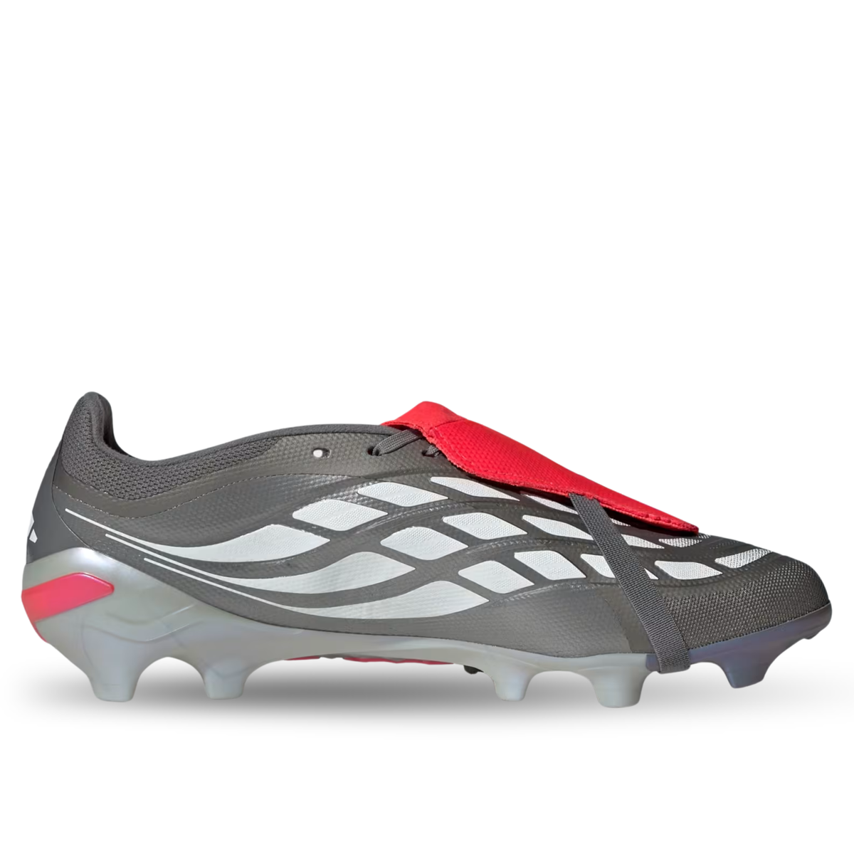 adidas Predator League FT Firm Ground Soccer Cleats (Iron Metallic/Zero Metallic/Lucid Red)