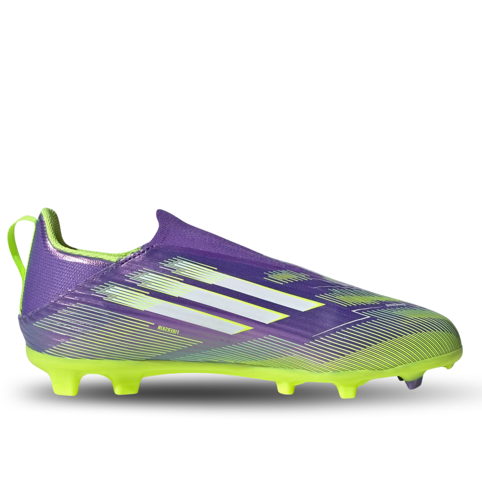 adidas Jr. F50 League Laceless Firm Ground/Multi Ground Soccer Shoes (Purple Rush/Lucid Lemon)