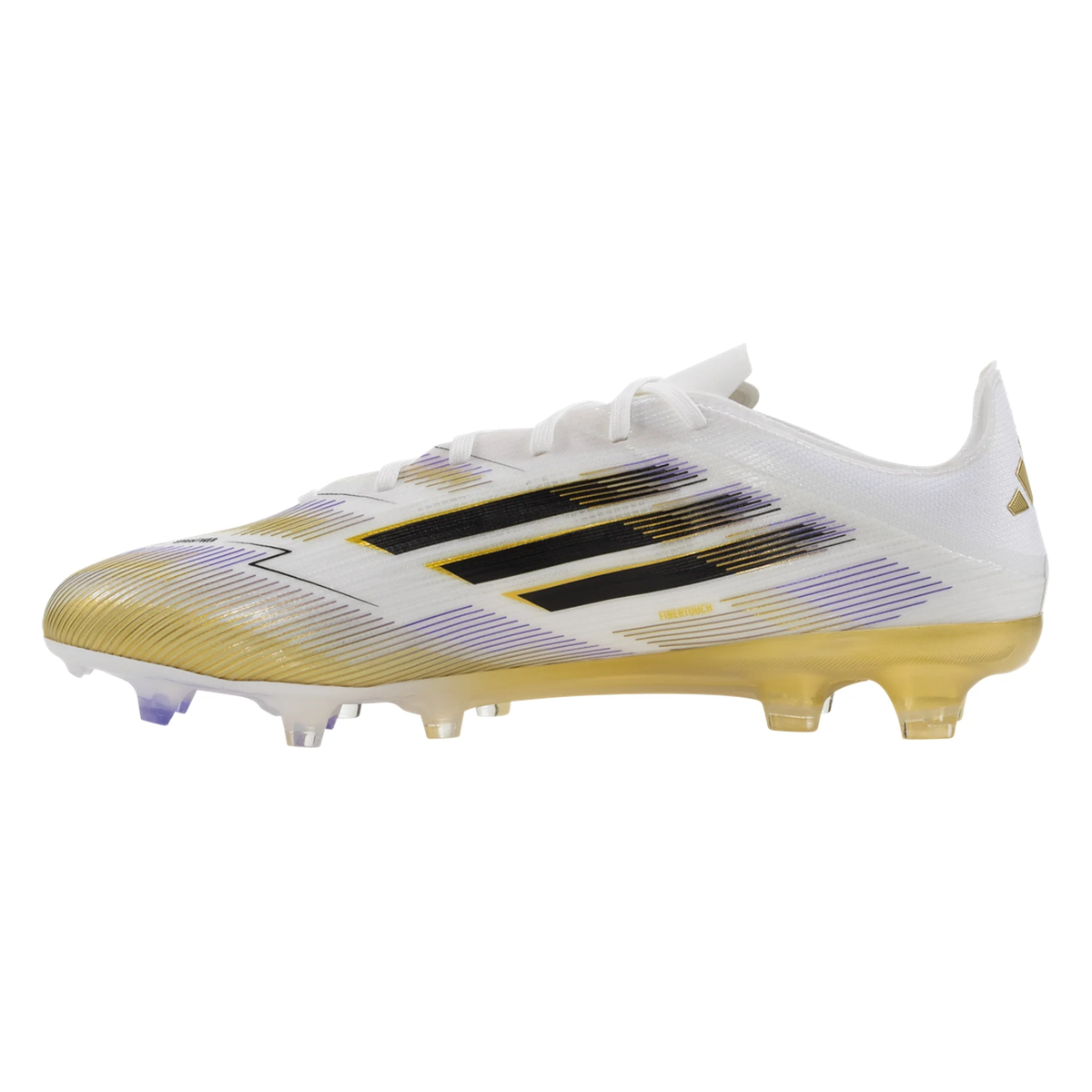 adidas F50 Pro Firm Ground Soccer Cleats (White/Black/Gold Metallic)