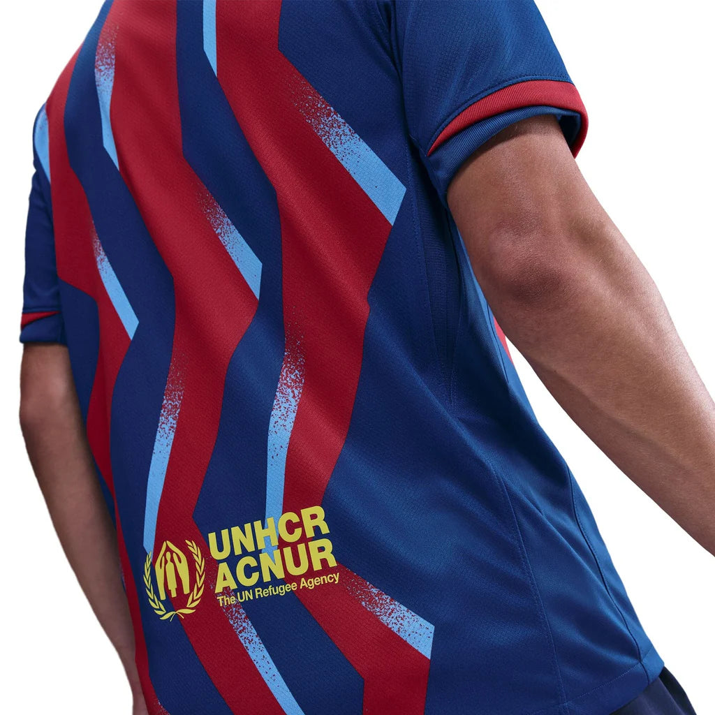 Nike Men's FC Barcelona Cubarsi 4th Jersey 25/26 w/ La Liga Patches (Blue/Red/Yellow)