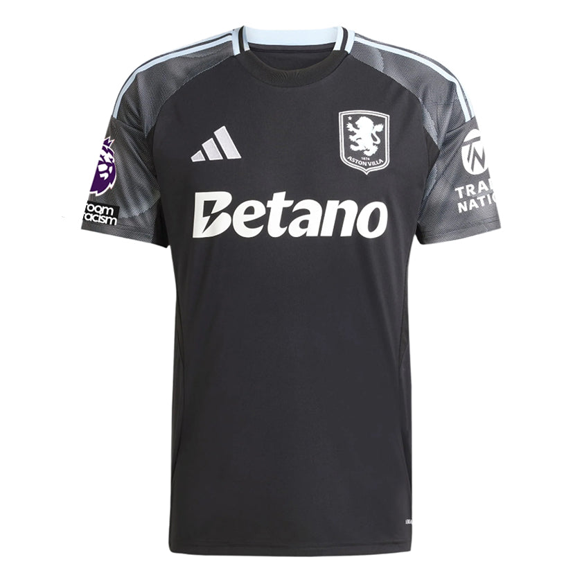 adidas Kamara Men's Aston Villa 25/26 Away Jersey w/ EPL + NRFR Patches (Black/Global Blue)