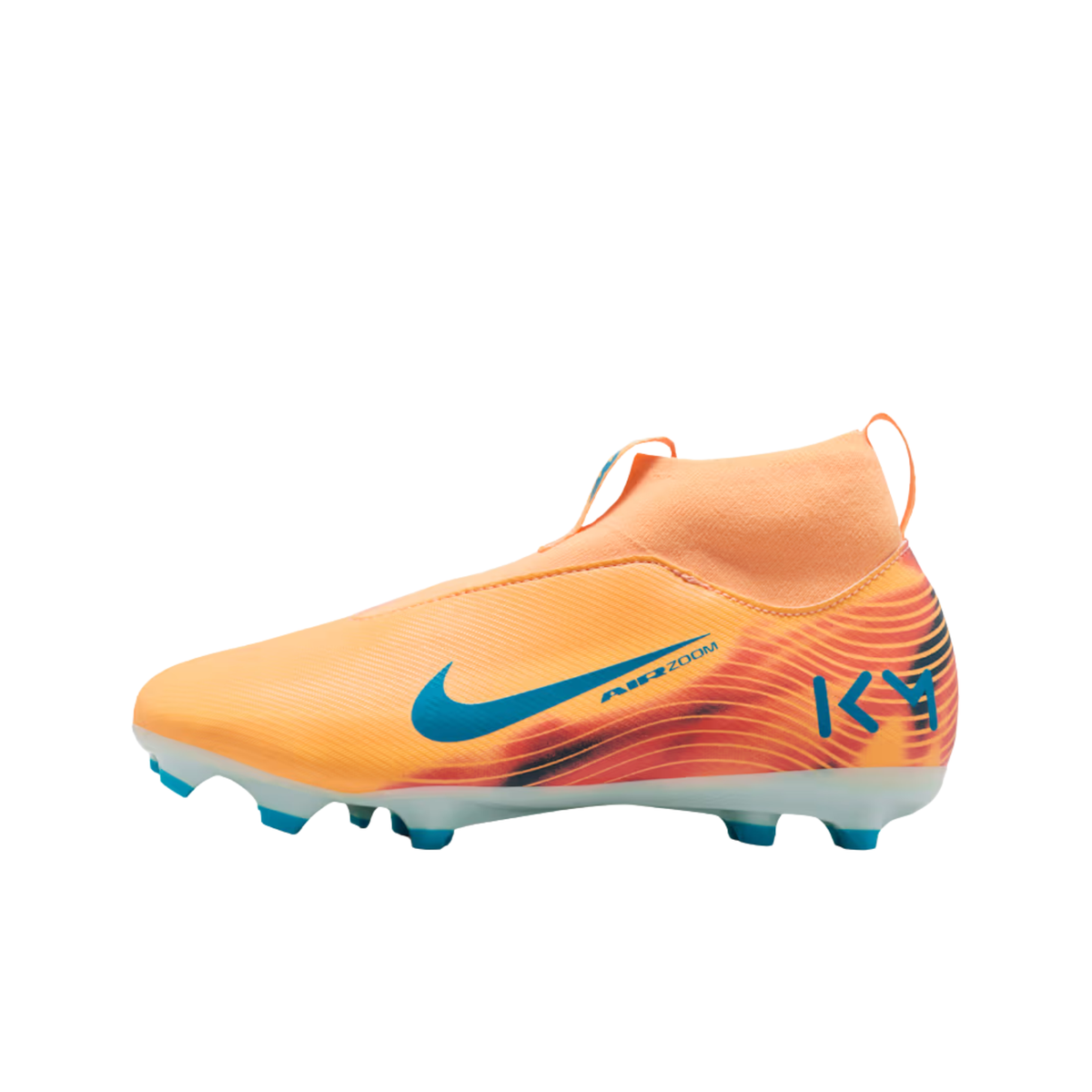 Nike Youth Junior Zoom Superfly 10 Academy Kylian Mbappe FG Soccer Cleats (Melon Tint/Neo Turq)