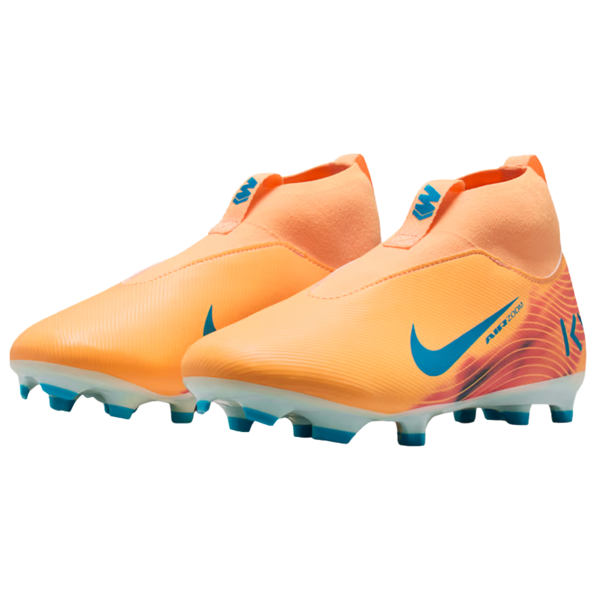 Nike Youth Junior Zoom Superfly 10 Academy Kylian Mbappe FG Soccer Cleats (Melon Tint/Neo Turq)