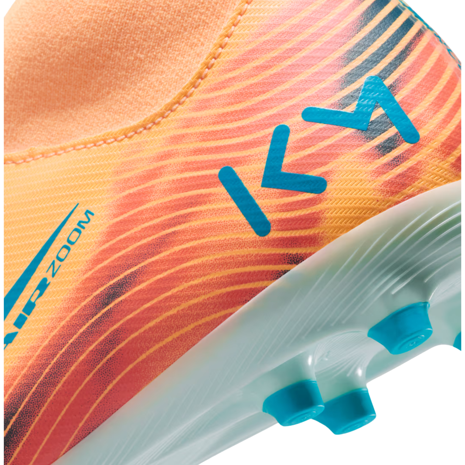 Nike Youth Junior Zoom Superfly 10 Academy Kylian Mbappe FG Soccer Cleats (Melon Tint/Neo Turq)