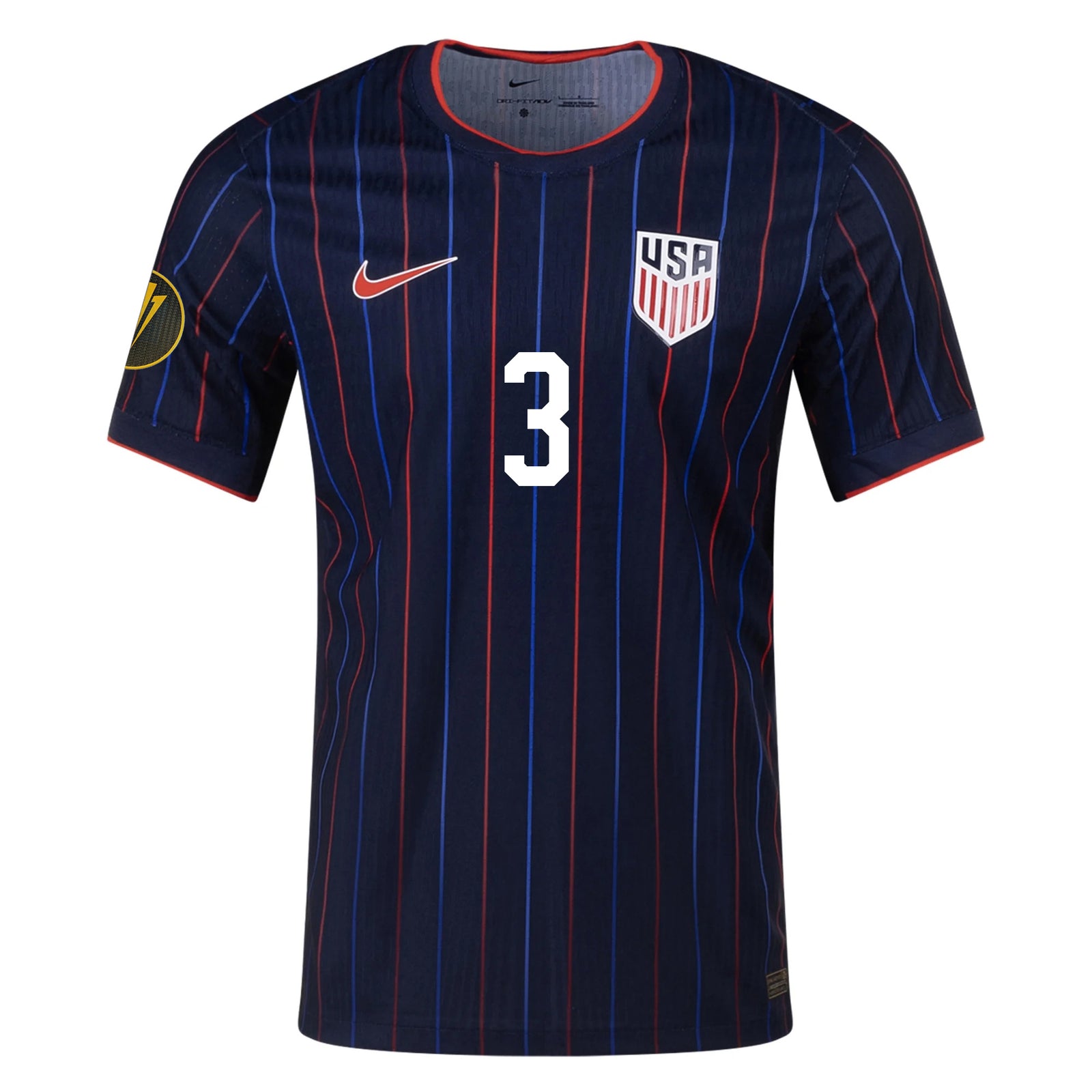 Nike Chris Richards United States Away Match Authentic Jersey 25/26 w/ Gold Cup 2025 Patch (Obsidian/Challenge Red)
