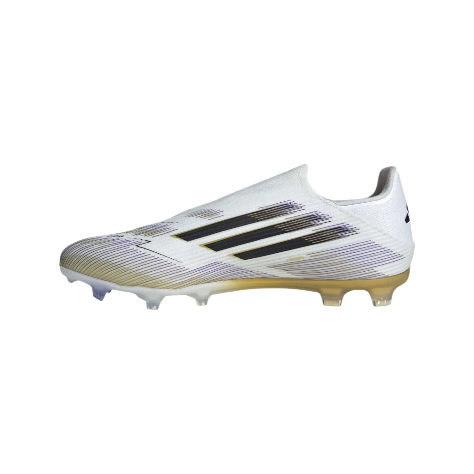 adidas F50 League Laceless FG Soccer Cleats (White/Black/Gold Metallic)
