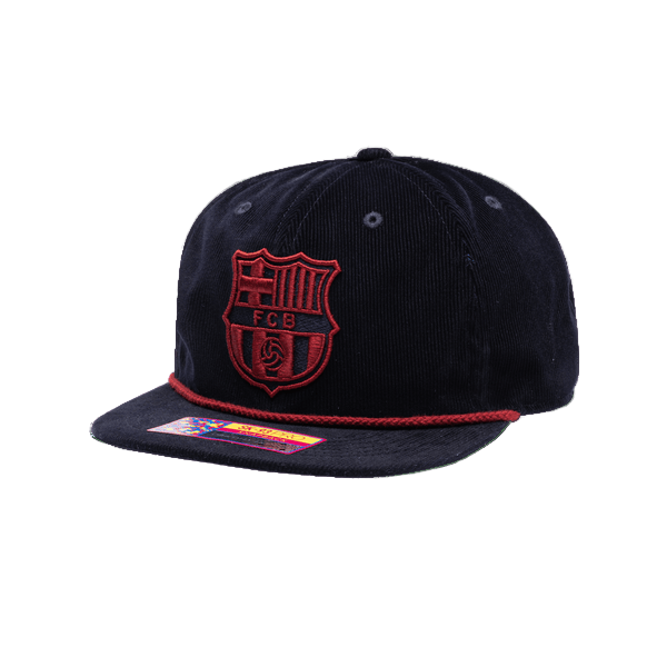 Fan Ink FC Barcelona Snow Beach Snapback Adjustable Hat (Navy)