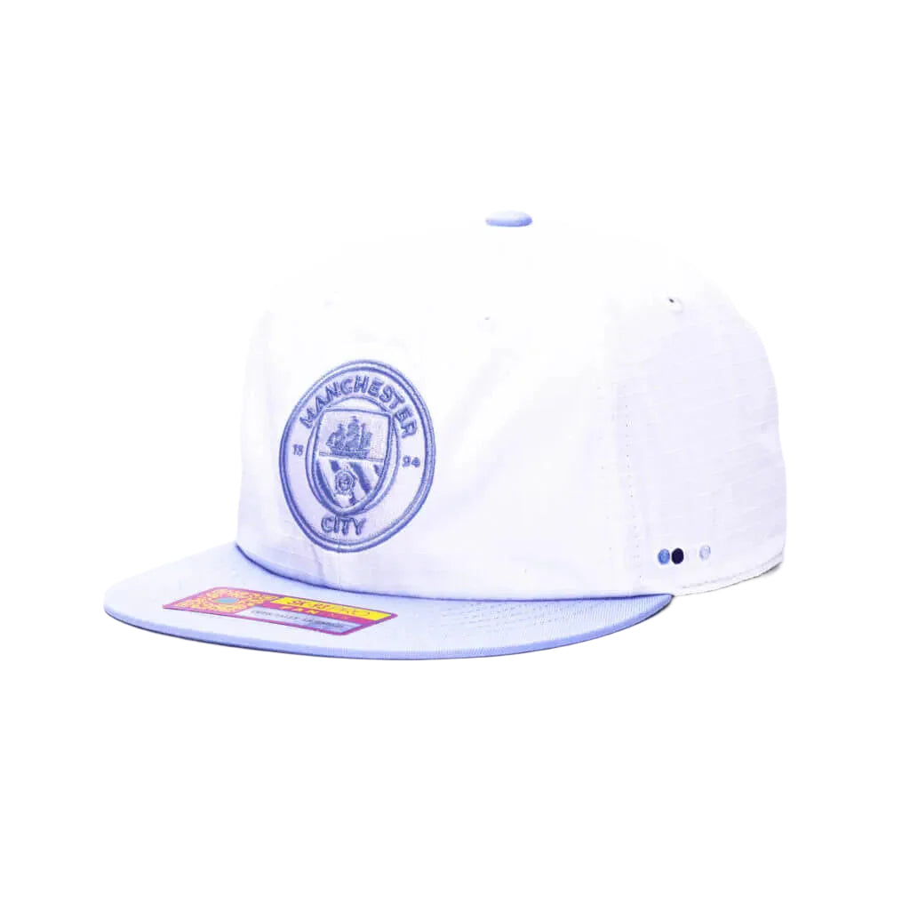 Fan Ink Manchester City Swingman Wax Snapback Hat (White/Light Blue)