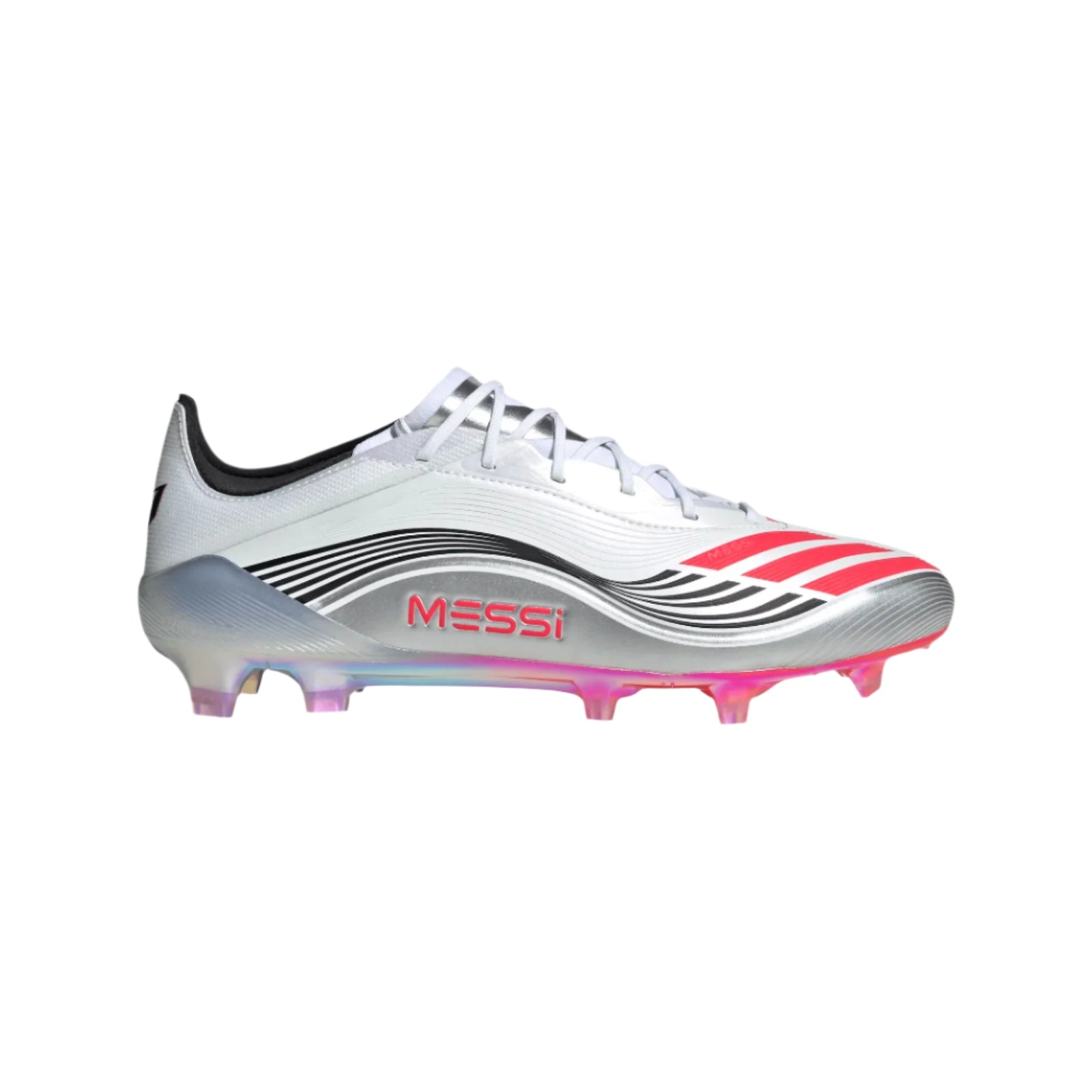 adidas F50 Messi Elite FG Soccer Cleats (White/Lucid Red/Silver Metallic)