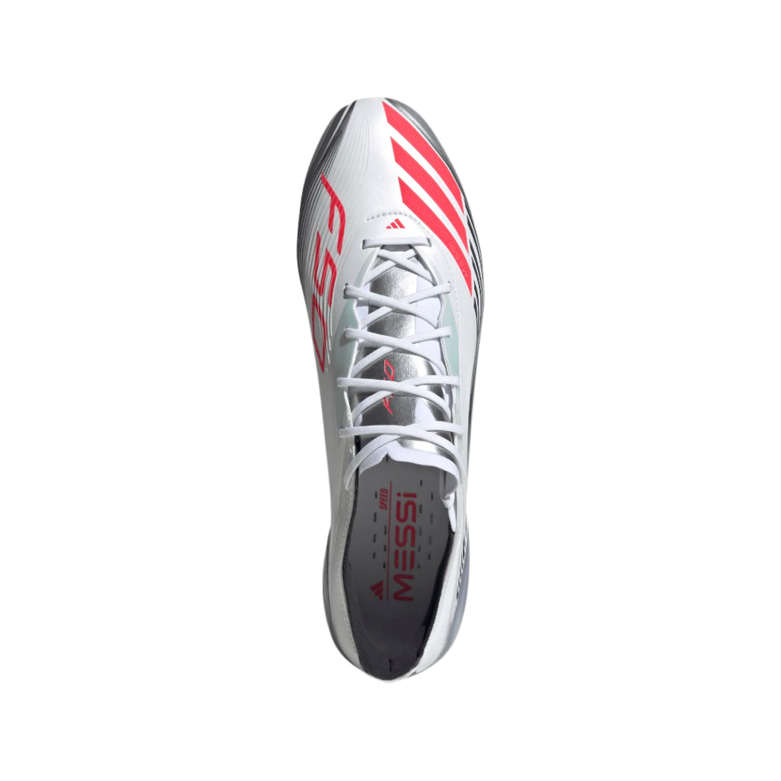 adidas F50 Messi Elite FG Soccer Cleats (White/Lucid Red/Silver Metallic)