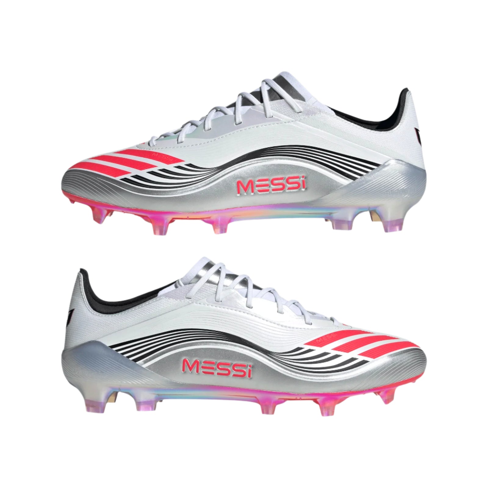 adidas F50 Messi Elite FG Soccer Cleats (White/Lucid Red/Silver Metallic)