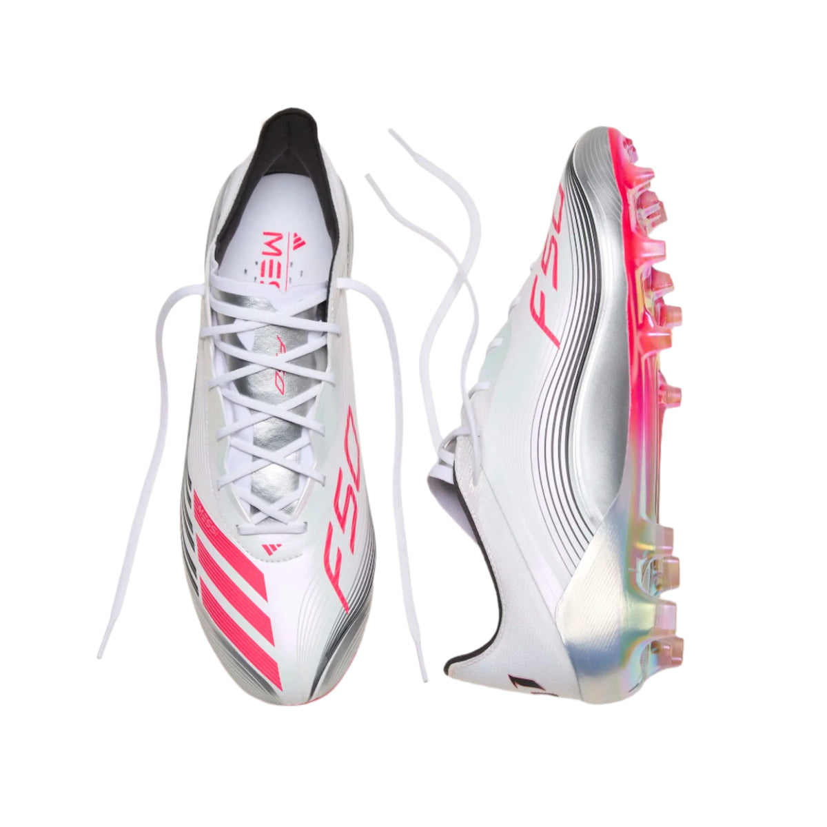 adidas F50 Messi Elite FG Soccer Cleats (White/Lucid Red/Silver Metallic)