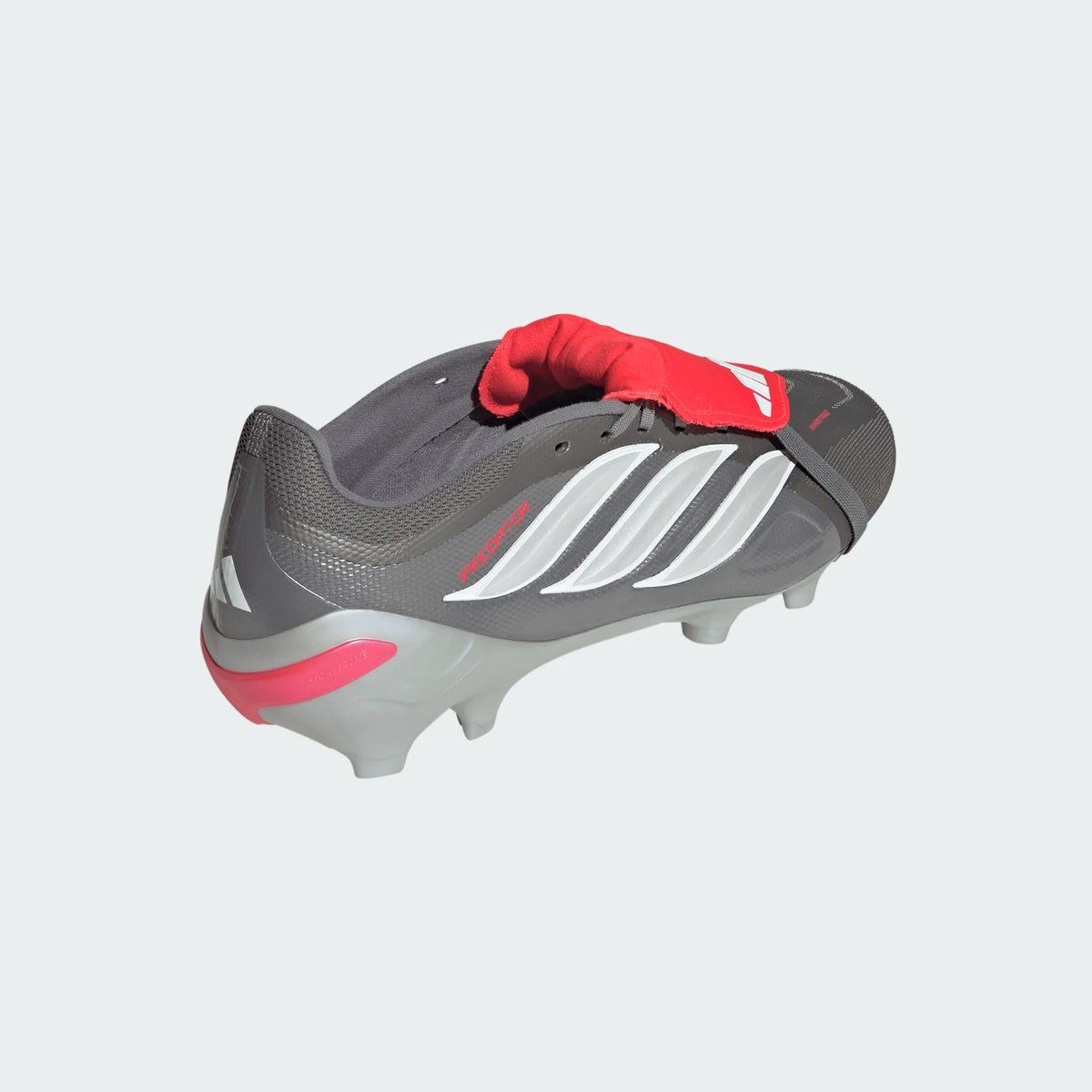 adidas Predator League FT Firm Ground Soccer Cleats (Iron Metallic/Zero Metallic/Lucid Red)