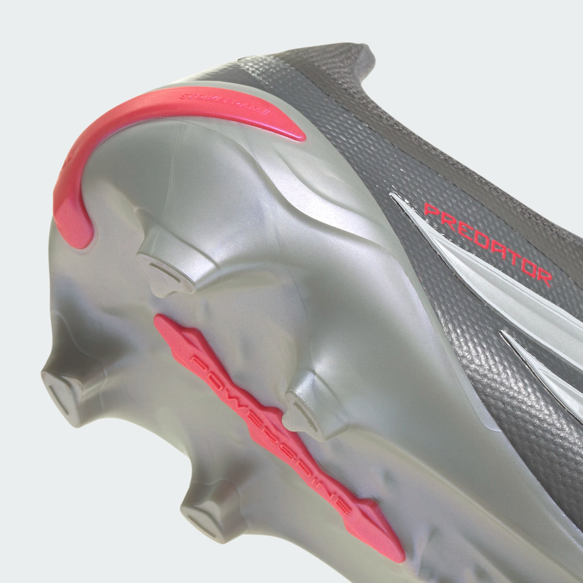 adidas Predator League FT Firm Ground Soccer Cleats (Iron Metallic/Zero Metallic/Lucid Red)
