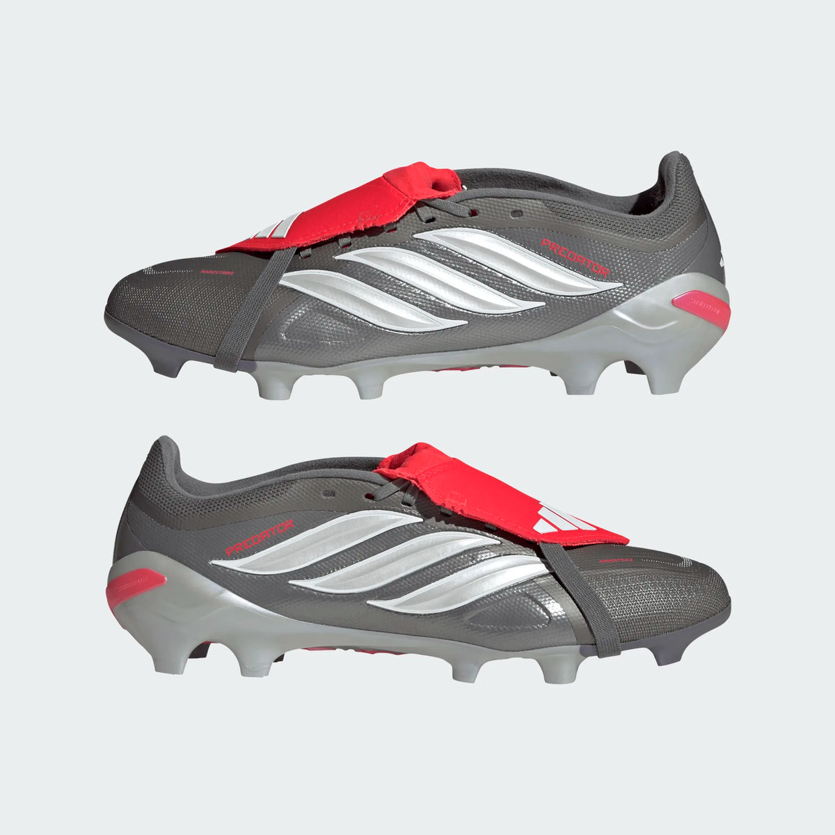 adidas Predator League FT Firm Ground Soccer Cleats (Iron Metallic/Zero Metallic/Lucid Red)