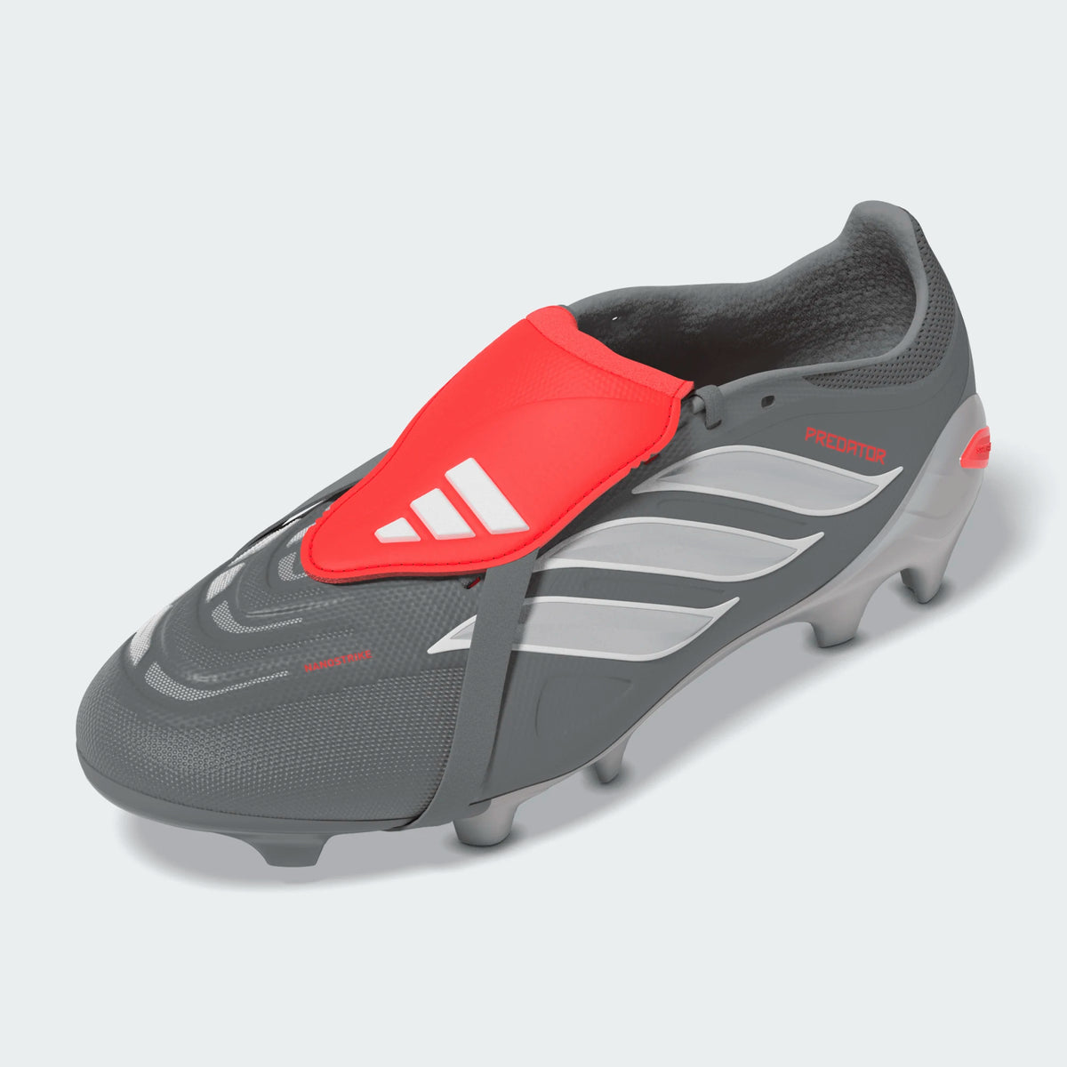 adidas Predator League FT Firm Ground Soccer Cleats (Iron Metallic/Zero Metallic/Lucid Red)