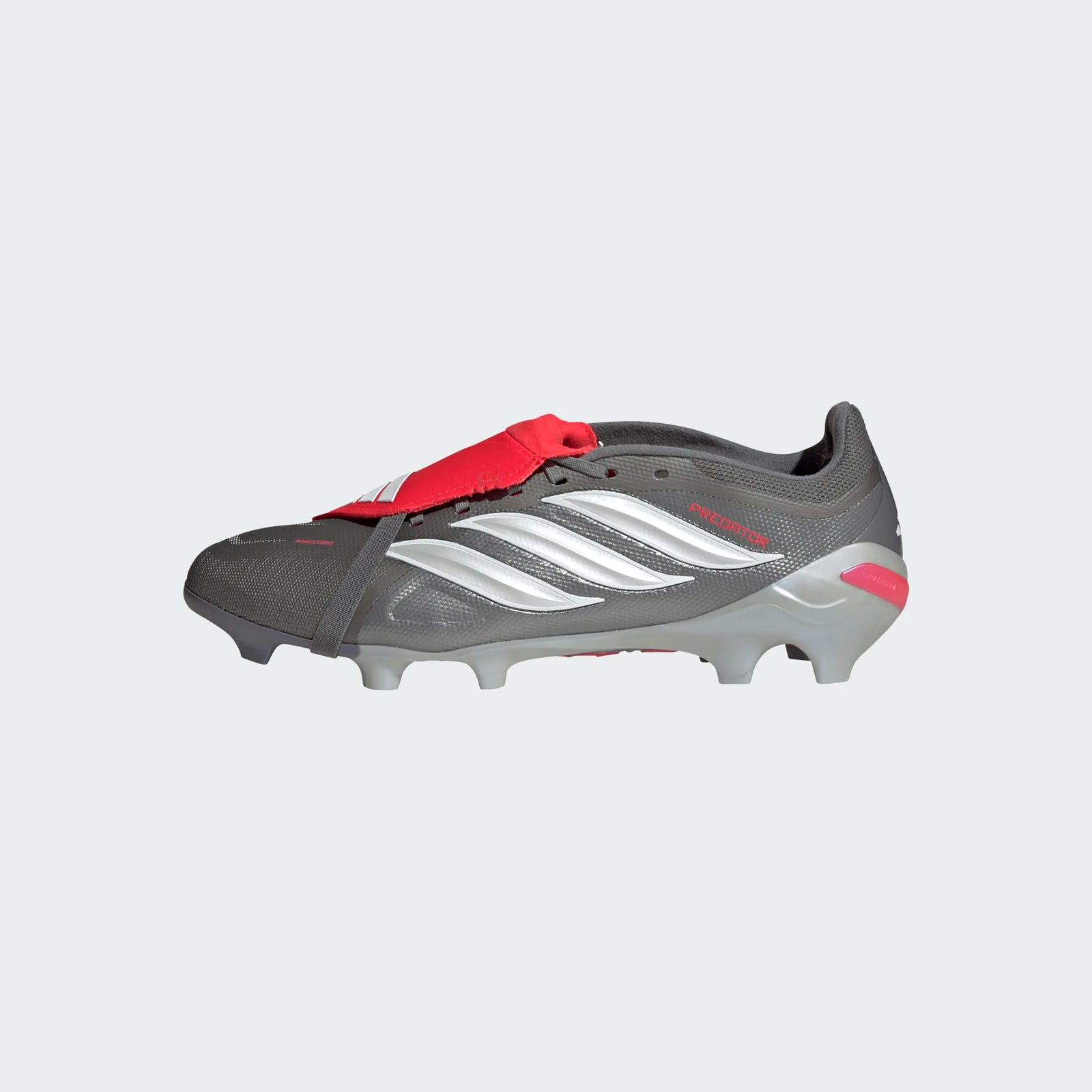 adidas Predator League FT Firm Ground Soccer Cleats (Iron Metallic/Zero Metallic/Lucid Red)