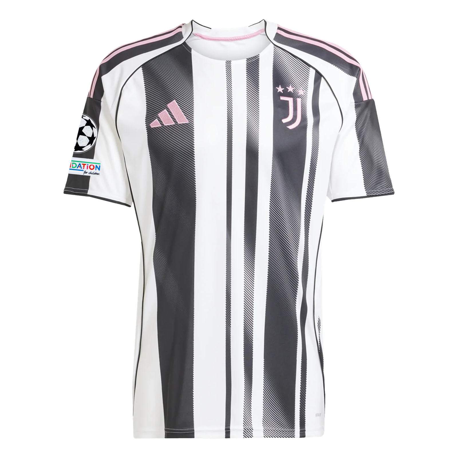 adidas Juventus Joao Mario Home Jersey w/ Champions League Patches 25/26 (White/Black/Pink)