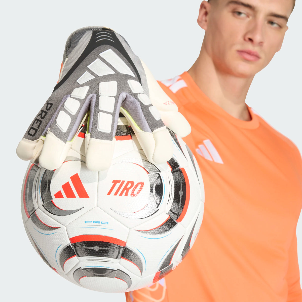 adidas Predator Pro Hybrid Strap Goalkeeper Gloves (Iron Metallic/Black/Lucid Red)