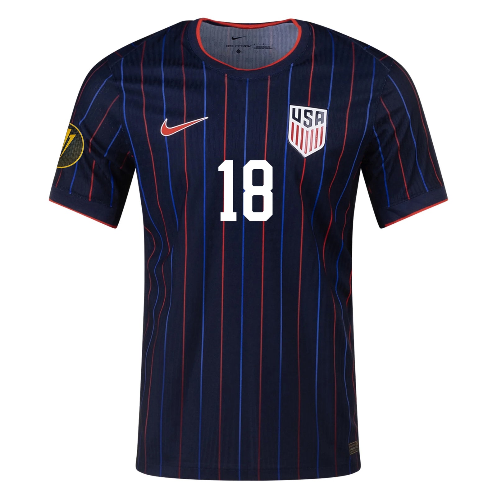 Nike Max Arfsten United States Away Match Authentic Jersey 25/26 w/ Gold Cup 2025 Patch (Obsidian/Challenge Red)