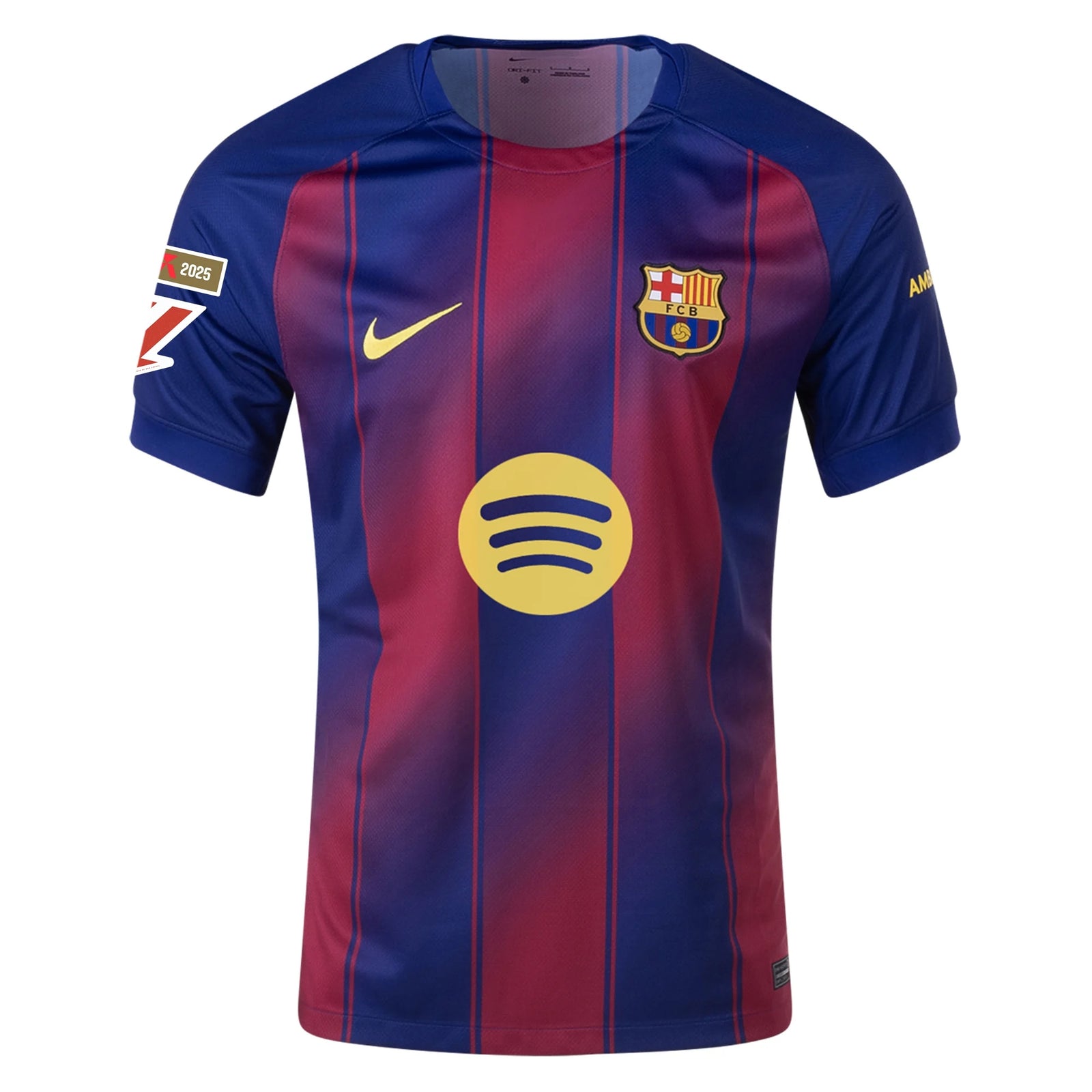 Nike Men's Lamine Yamal Barcelona Home Jersey 25/26 w/ La Liga Patches (Deep Royal Blue/Midwest Gold)