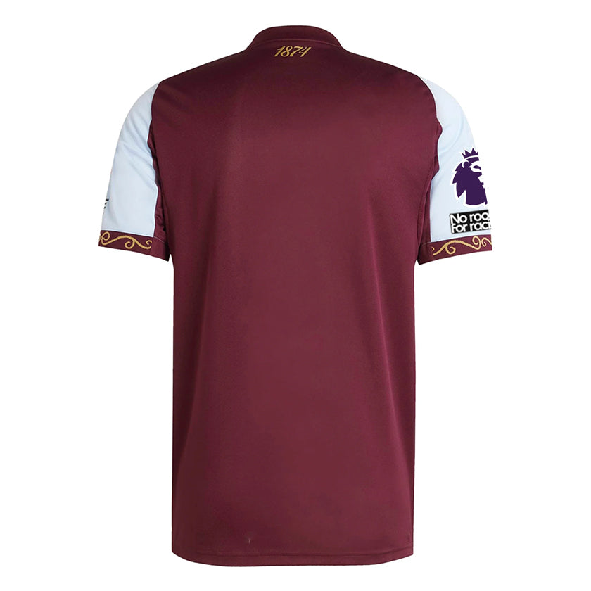 adidas Men's Aston Villa Home Jersey 25/26 w/ NRFR + EPL Patches (Maroon/Blue)