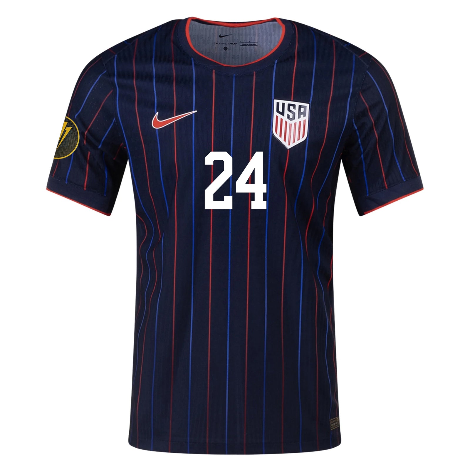 Nike Patrick Agyemang United States Away Match Authentic Jersey 25/26 w/ Gold Cup 2025 Patch (Obsidian/Challenge Red)