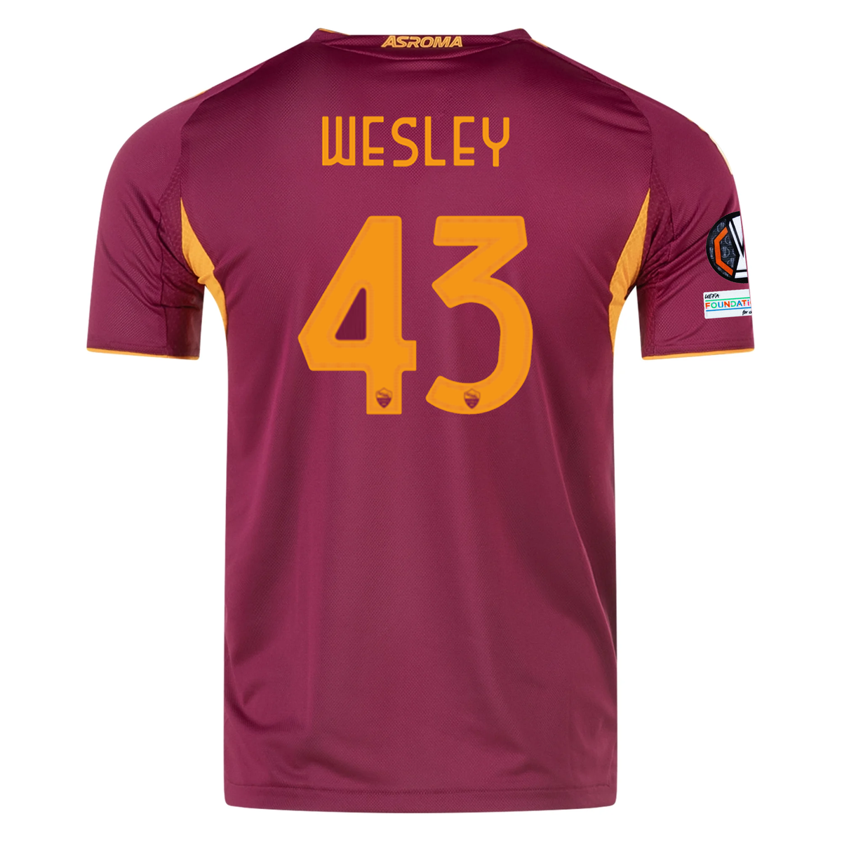 adidas Roma Authentic Wesley França Home Jersey w/ Europa League Patches 25/26 (Burgundy)