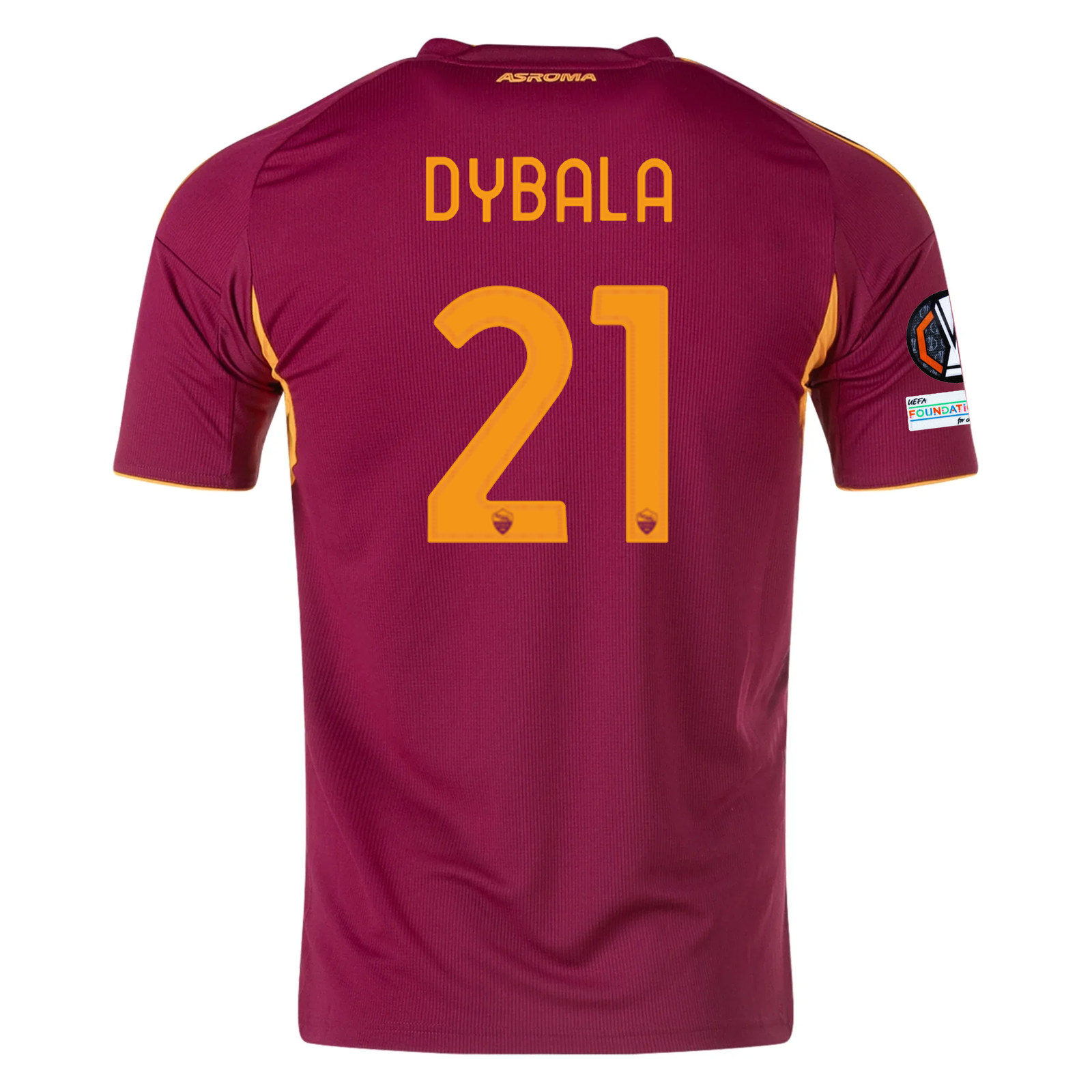 adidas Men's Roma Paulo Dybala Home Jersey w/ Europa League Patches 25/26 (Burgundy)