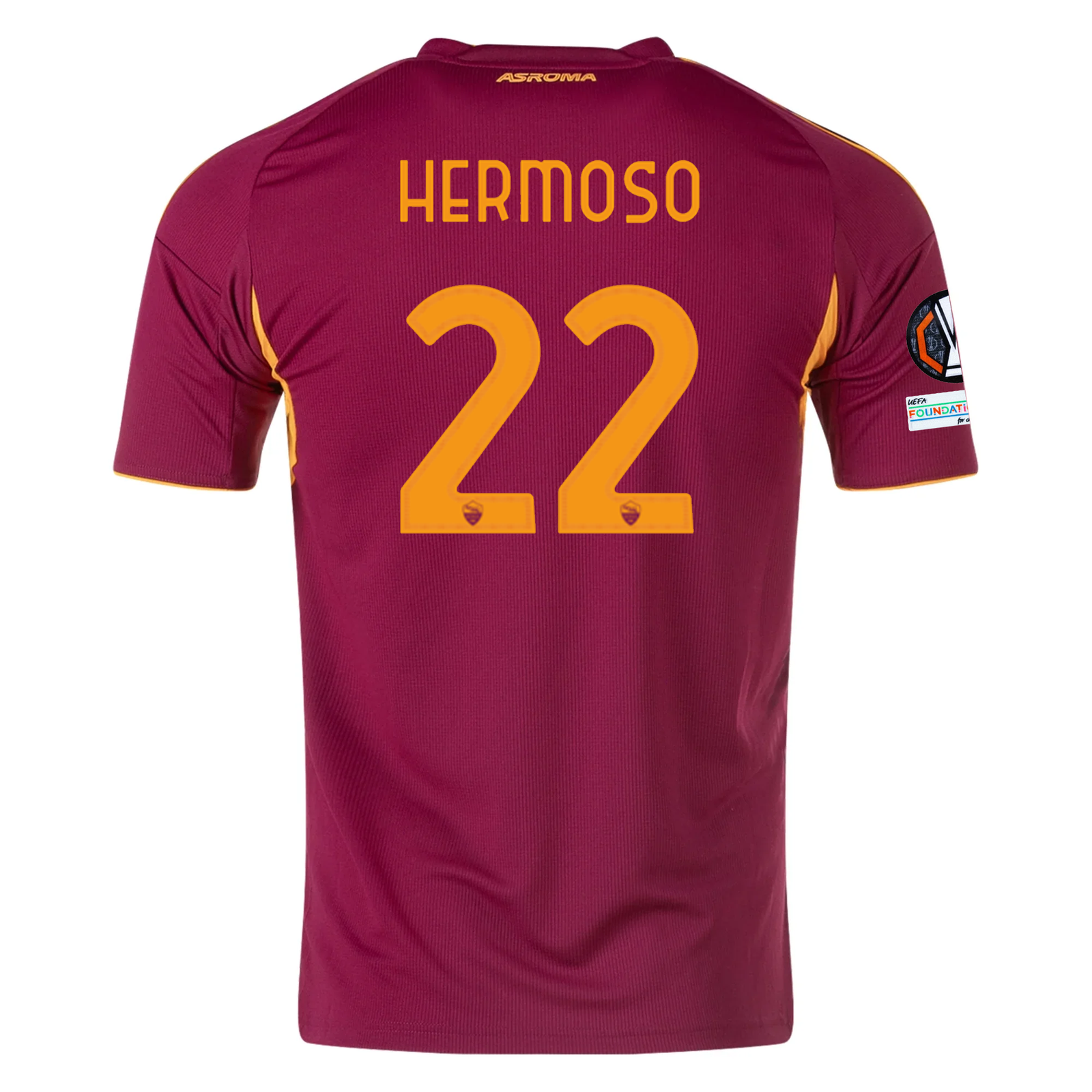 adidas Men's Roma Mario Hermoso Home Jersey w/ Europa League Patches 25/26 (Burgundy)