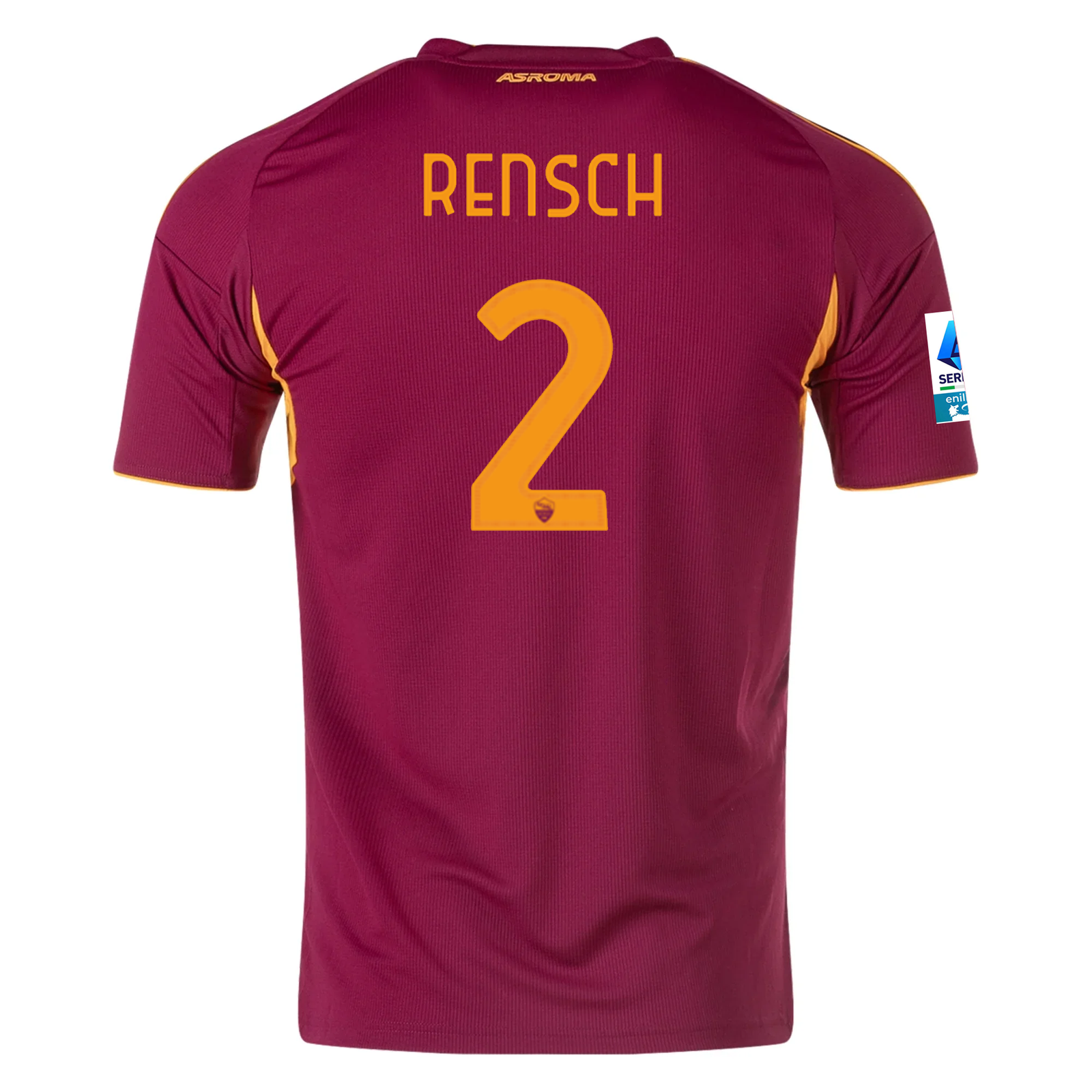 adidas Men's Roma Devyne Rensch Home Jersey w/ Serie A Patch 25/26 (Burgundy)