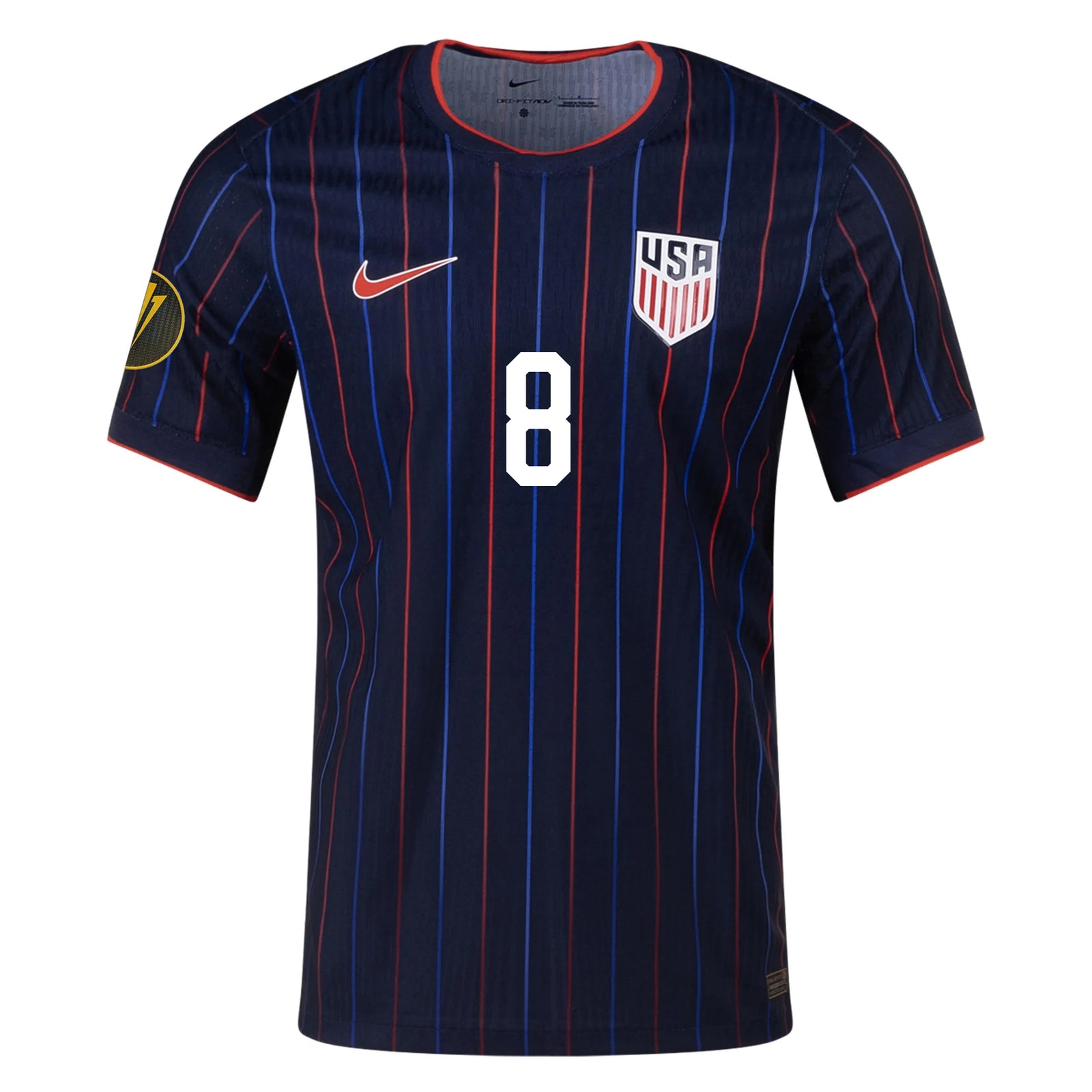 Nike Sebastian Berhalter United States Away Match Authentic Jersey 25/26 w/ Gold Cup 2025 Patch (Obsidian/Challenge Red)