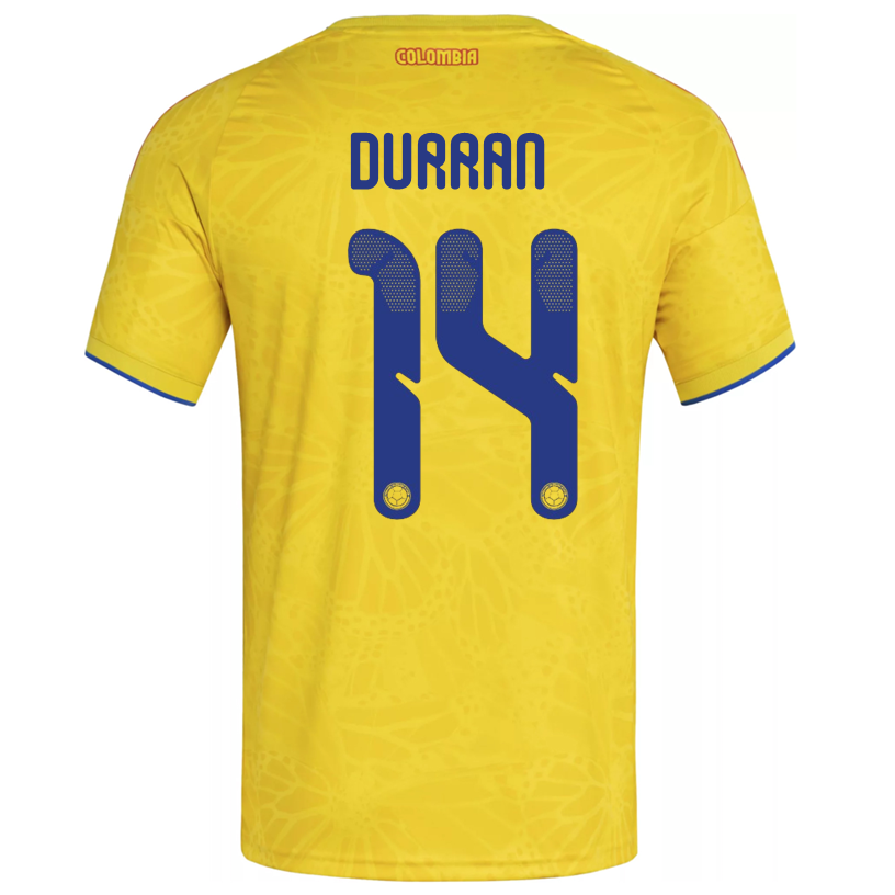 adidas Men's Duran Colombia 2026 Home Jersey (Impact Yellow)