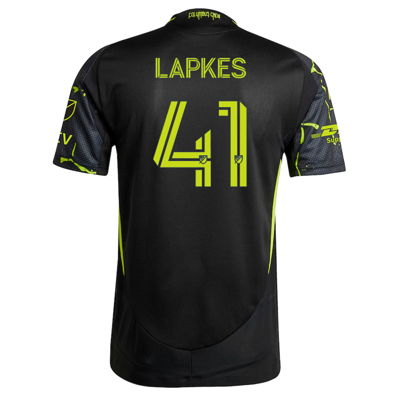 adidas Stanislav Lapkes Columbus Crew Authentic Away Jersey w/ MLS Patches 25/26 (Black/Yellow)