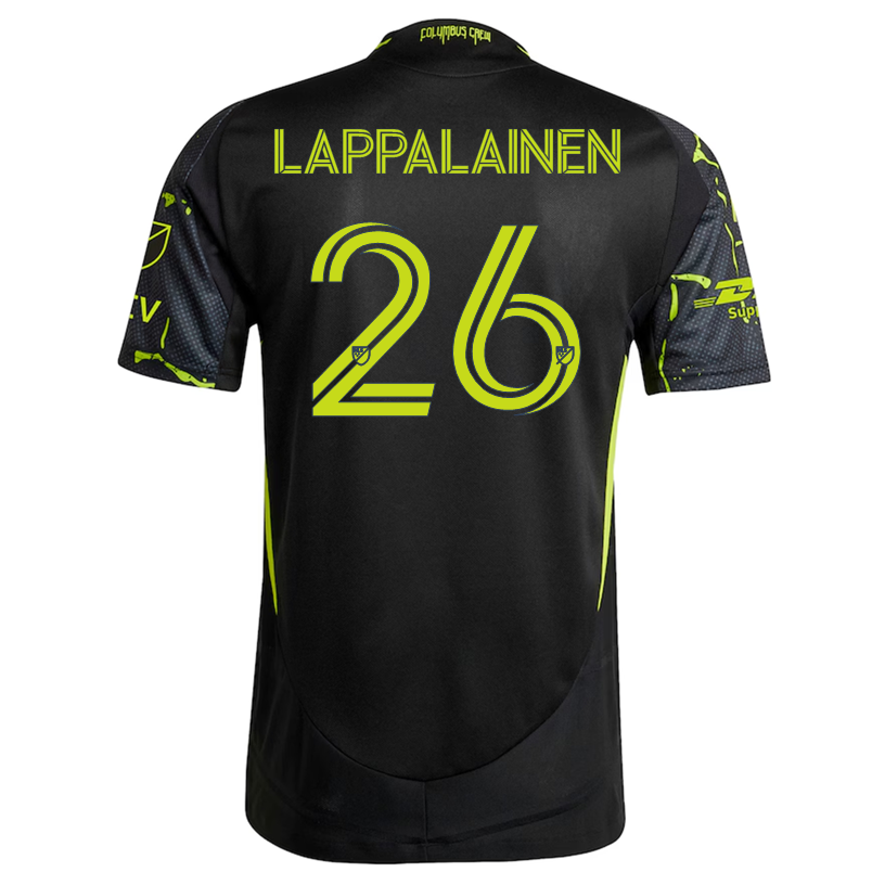 adidas Lassi Lappalainen Columbus Crew Authentic Away Jersey w/ MLS Patches 25/26 (Black/Yellow)