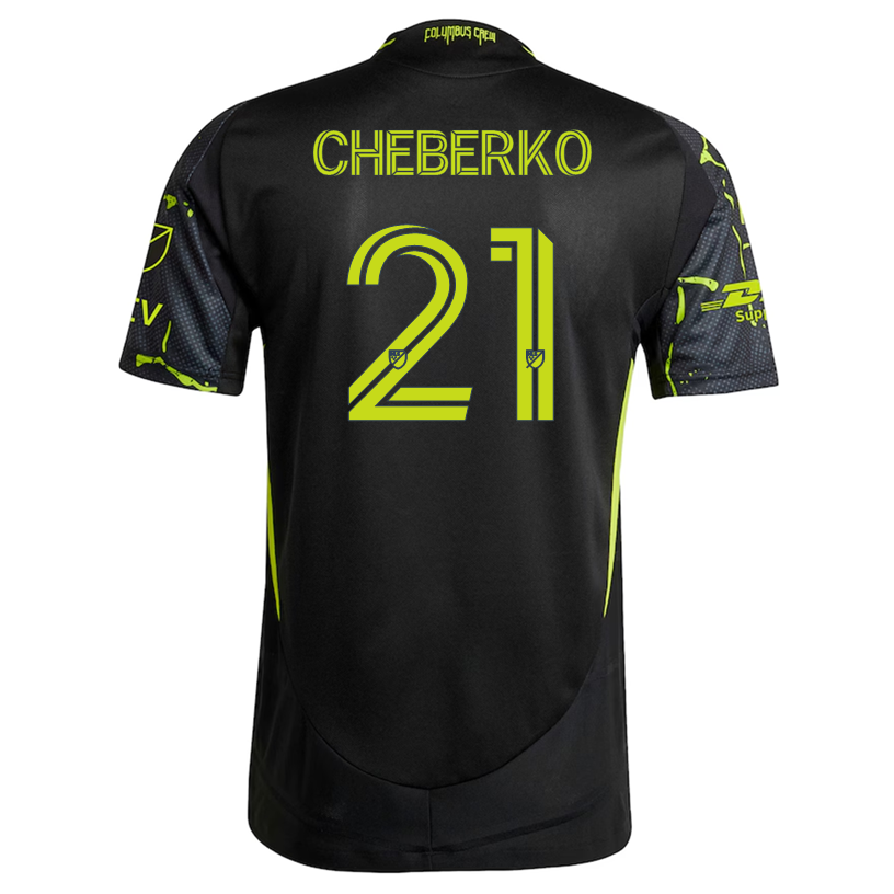adidas Yevhen Cheberko Columbus Crew Authentic Away Jersey w/ MLS Patches 25/26 (Black/Yellow)