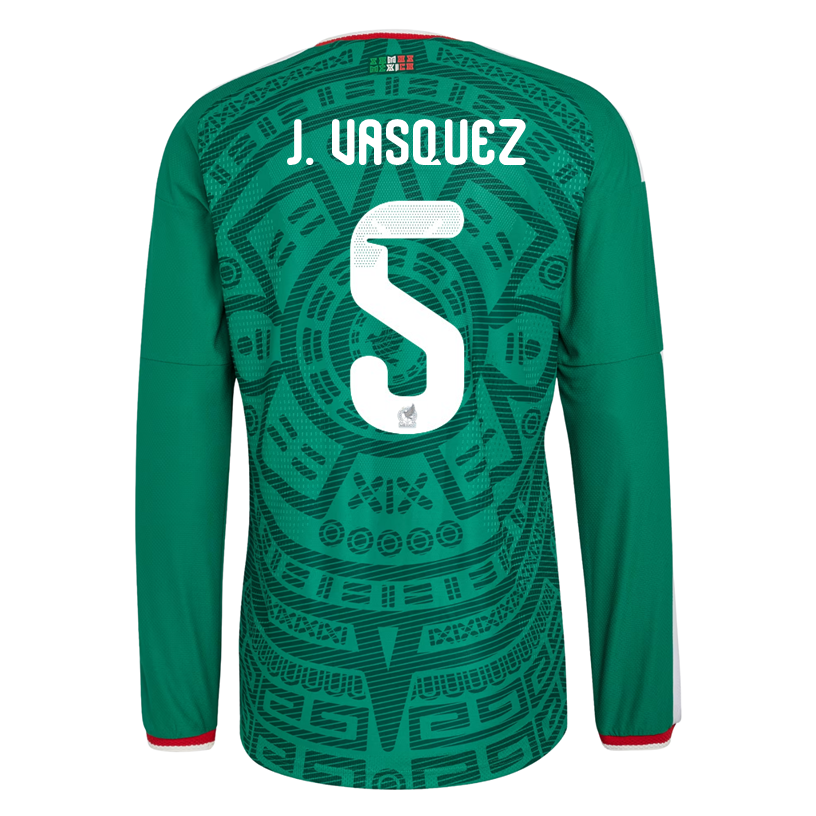 adidas Men's J. Vasquez Mexico Long-Sleeve Authentic Home Jersey 2026 (Bold Green)