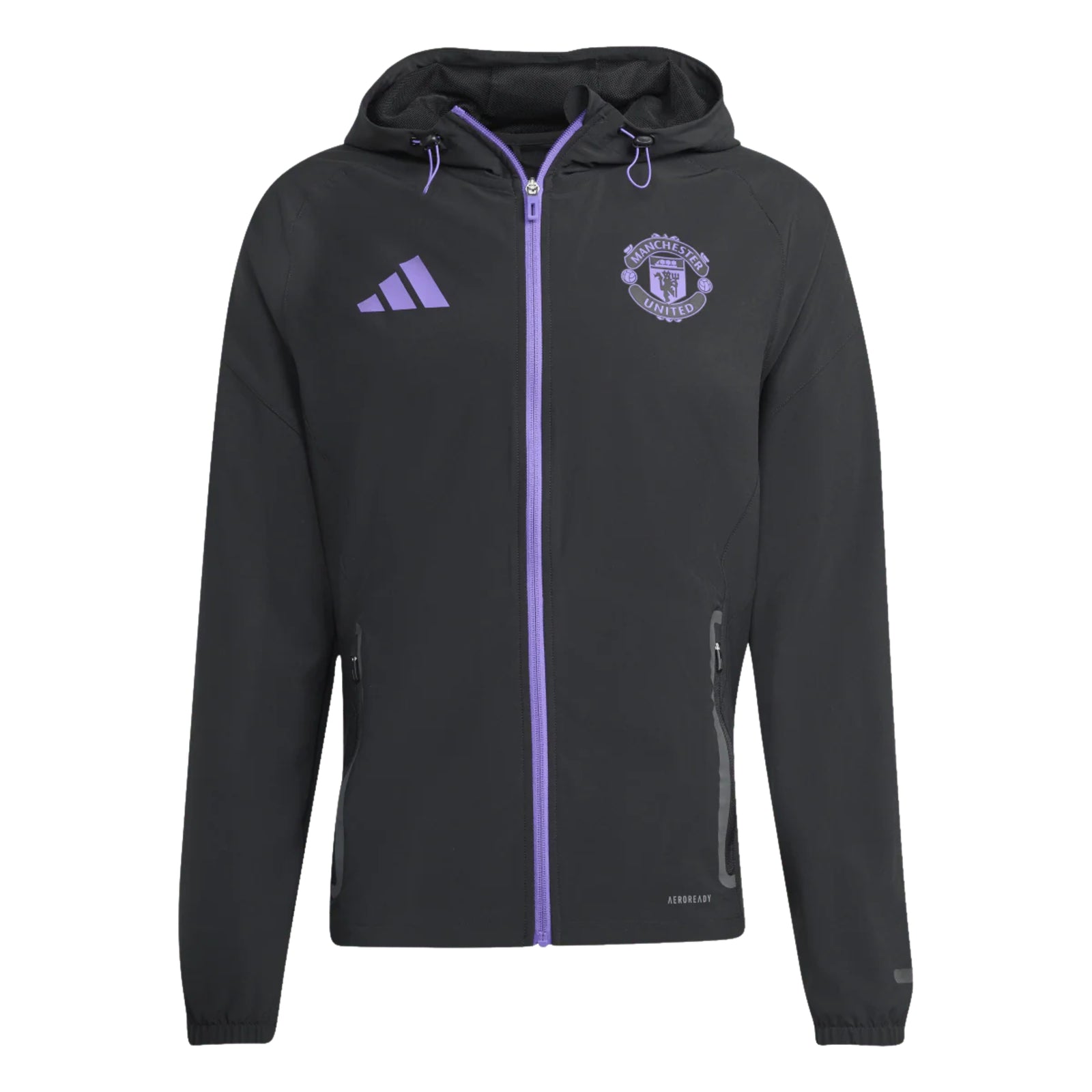 adidas Manchester United 25/26 Vis Tech Travel Jacket (Black/Purple)