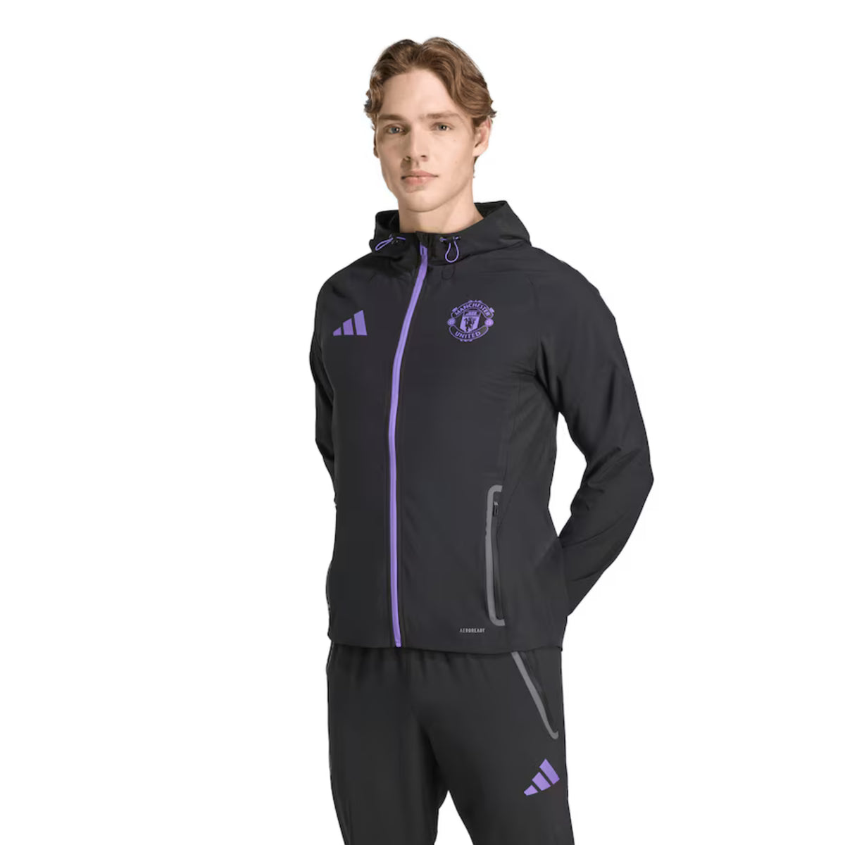 adidas Manchester United 25/26 Vis Tech Travel Jacket (Black/Purple)