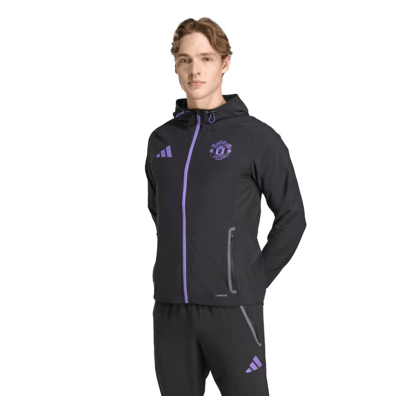 adidas Manchester United 25/26 Vis Tech Travel Jacket (Black/Purple)