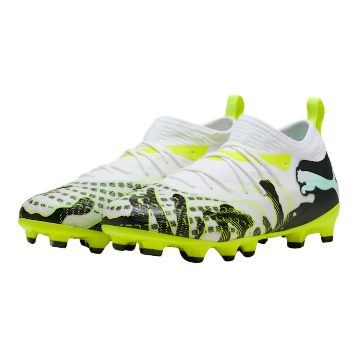 Puma Jr. Future 9 Match Creativity FG/AG Soccer Cleats (Yellow Alert/Mint Jelly/White)