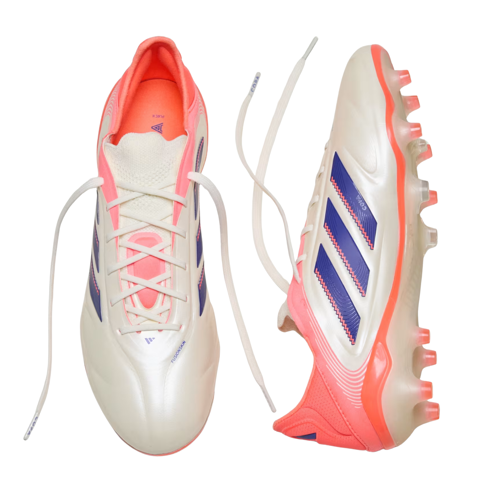adidas Copa Pure III Elite FG Soccer Cleats (Off White/Lucid Blue/Coral)