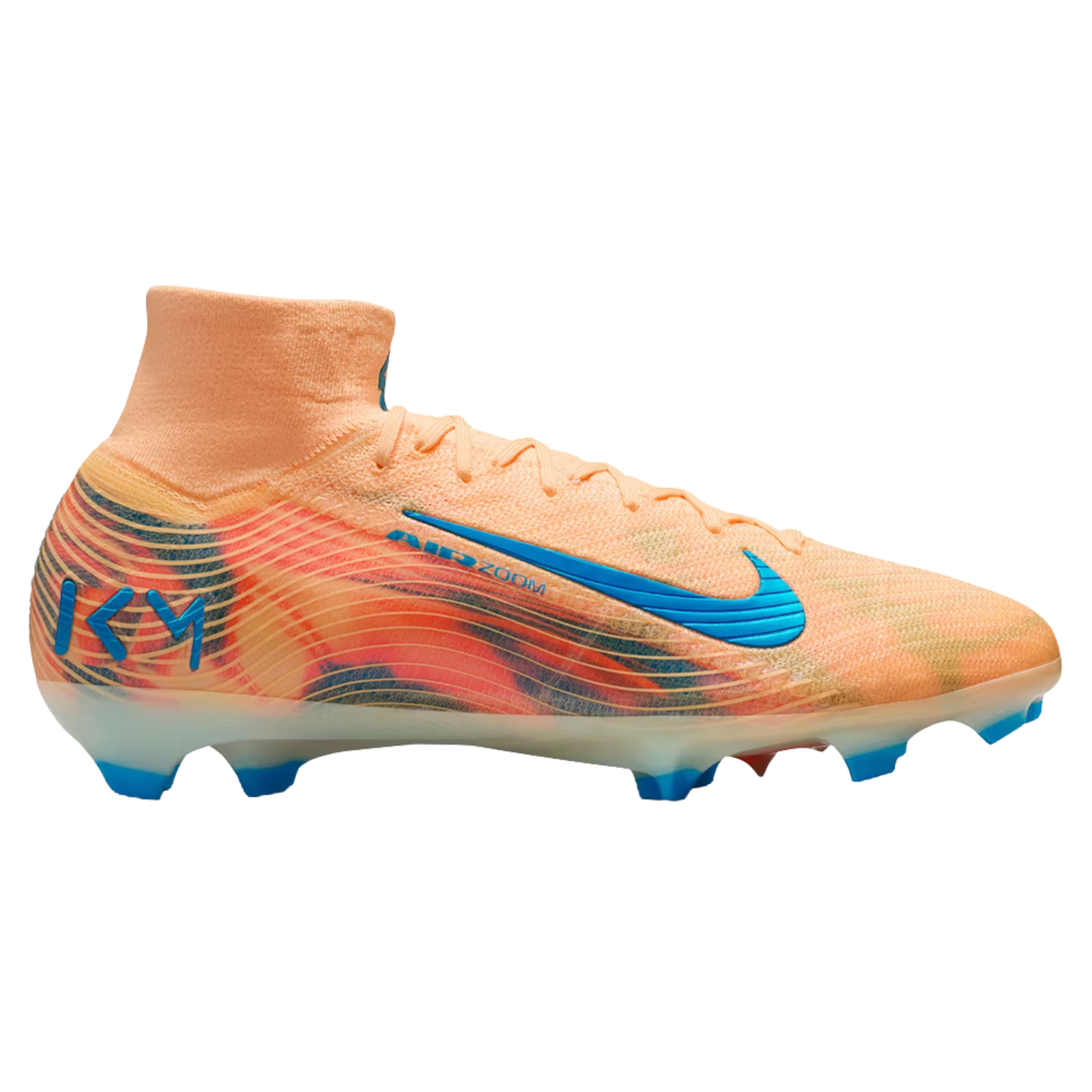Nike Zoom Superfly 10 Elite KM Firm Ground Soccer Cleats (Melon Tint/Neo Turq/Igloo)
